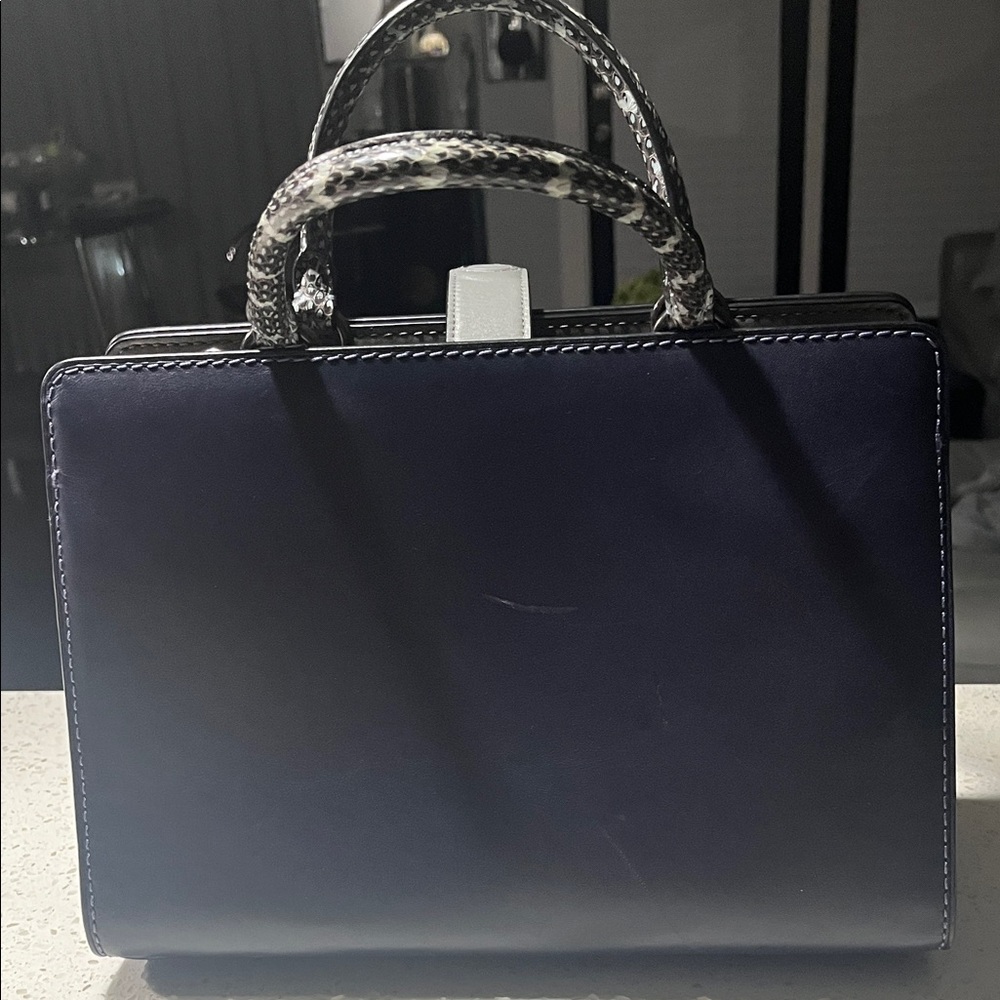 Coach Dark Blue Satchel with Braided Handle - Picture 3 of 7